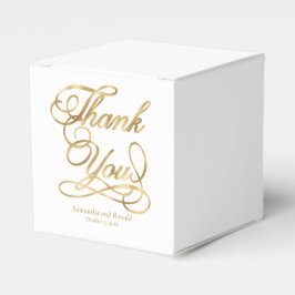 Caixinha De Lembrancinhas Folha Branca e Ouro Obrigado Casamento Calliográfi