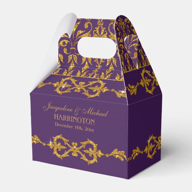 Caixinha De Lembrancinhas Folha Damask Art Nouveau Dor de Recepção de Glitte (Verso)