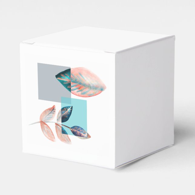 Caixinha De Lembrancinhas Folha vermelha ciano (Frente)