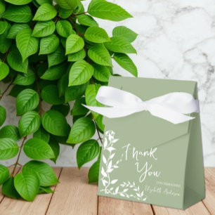 Caixinha De Lembrancinhas Folhas Botânicas Verde Salvia Chá de Noiva