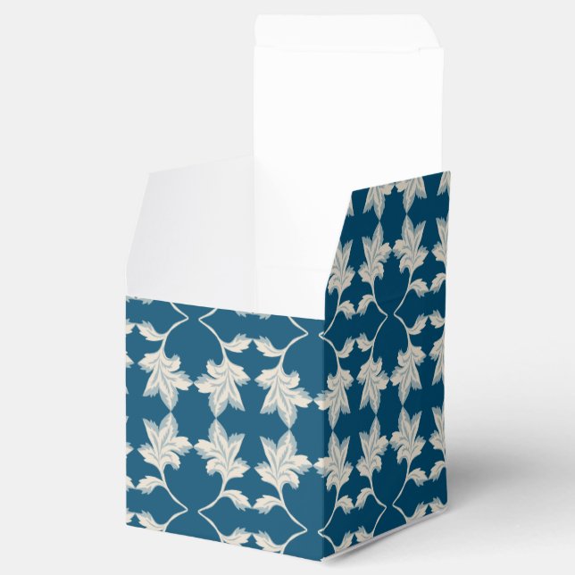 Caixinha De Lembrancinhas Folhas de enrolamento azul de prata (Aberto)