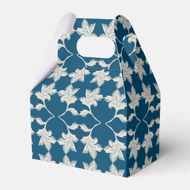 Caixinha De Lembrancinhas Folhas de enrolamento azul de prata (Frente)