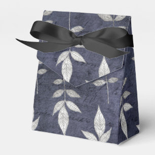 Caixinha De Lembrancinhas Folhas de Grunge Vintage Preto e Azul
