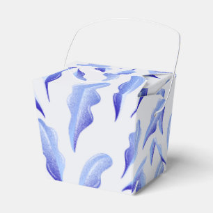 Caixinha De Lembrancinhas folhas flores simples branco azul fofo