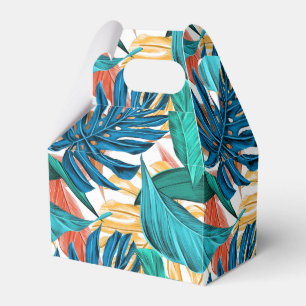 Caixinha De Lembrancinhas Folhas tropicais coloridas, design de padrão exóti