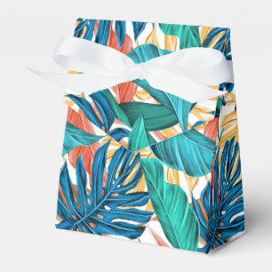 Caixinha De Lembrancinhas Folhas tropicais coloridas, design de padrão exóti