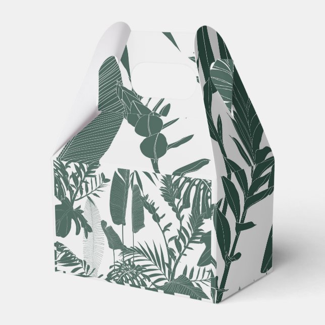 Caixinha De Lembrancinhas Folhas tropicais traçadas à mão. (Frente)
