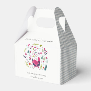 Caixinha De Lembrancinhas Folk Fazenda Floral Birdie Primeira Comunhão Santa