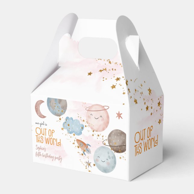 Caixinha De Lembrancinhas Fora deste aniversário de criança de aventura espa (Frente)