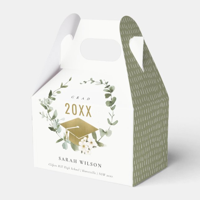 Caixinha De Lembrancinhas Formatação Dourada do Leafy Botânico Elegante (Frente)