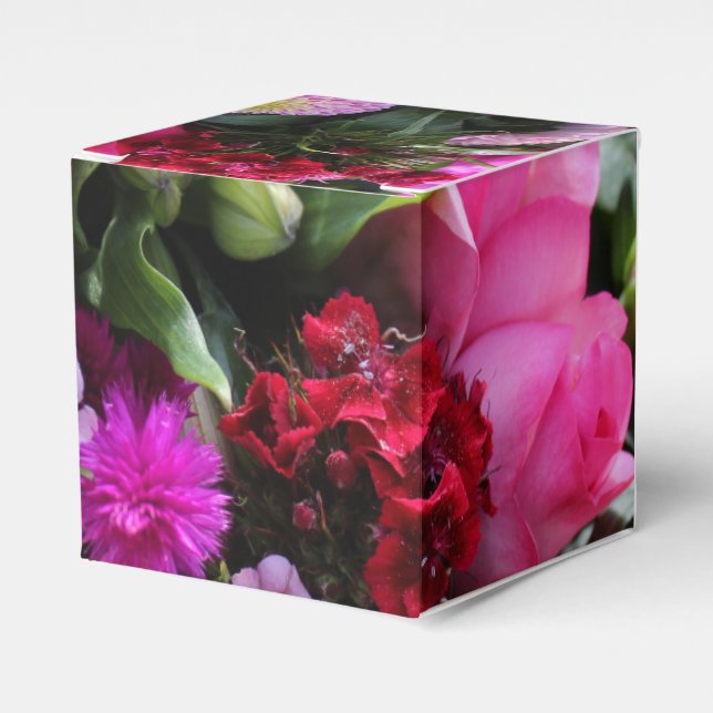 Caixinha De Lembrancinhas Foto de Buquê Rosa e Violeta (Frente)