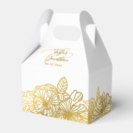 Caixinha De Lembrancinhas Foto Personalizada: Casamento Chic Dourado Flores 