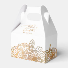 Caixinha De Lembrancinhas Foto personalizada White Rose Dourada Wedding Flor