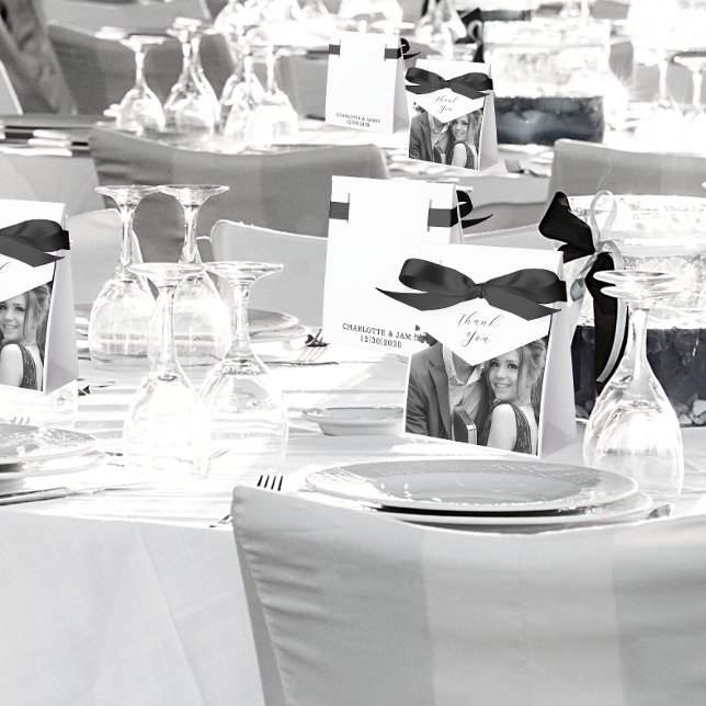 Caixinha De Lembrancinhas Foto Preta E Branca Obrigado Casamento Branco (In Situ)