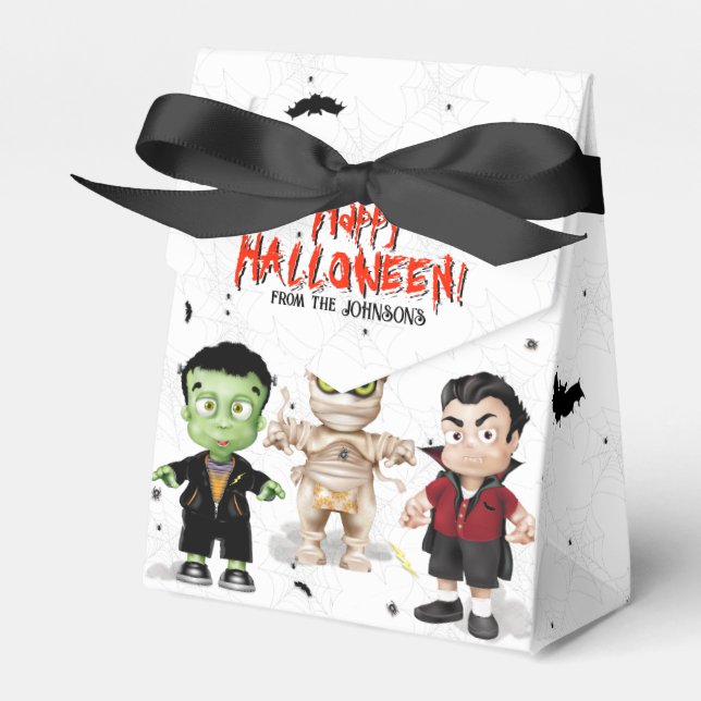Caixinha De Lembrancinhas Frankenstein Mummy Dracula Halloween Partido Monst (Frente)