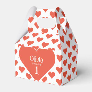 Caixinha De Lembrancinhas Frontão vermelho do coração da primeira festa d