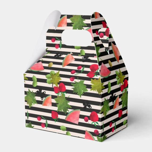 Caixinha De Lembrancinhas Frutas frescas sem costura Berries Aquarela Cartog (Frente)