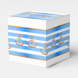 Caixinha De Lembrancinhas fundo branco azul da âncora dourada