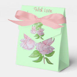 Caixinha De Lembrancinhas fundo creme flores rosa bonito, cor-de-rosa, para