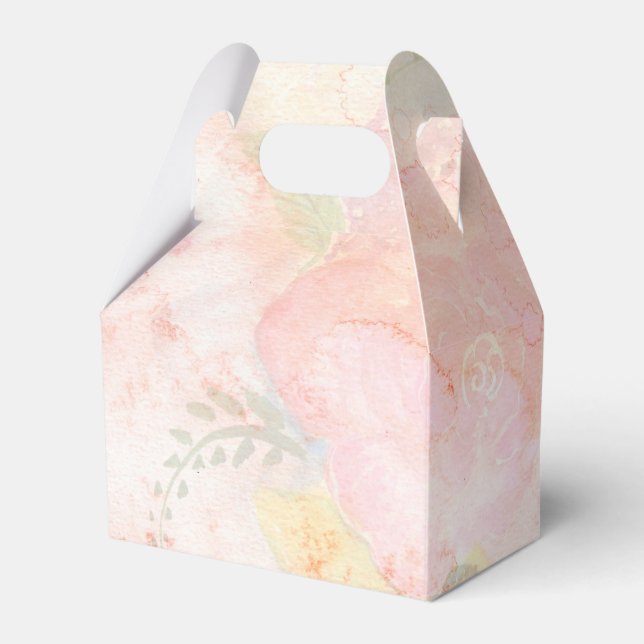 Caixinha De Lembrancinhas Fundo Floral Cor-de-Água Rosa (Frente)
