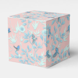 Caixinha De Lembrancinhas Fundo rosa com aves e flores