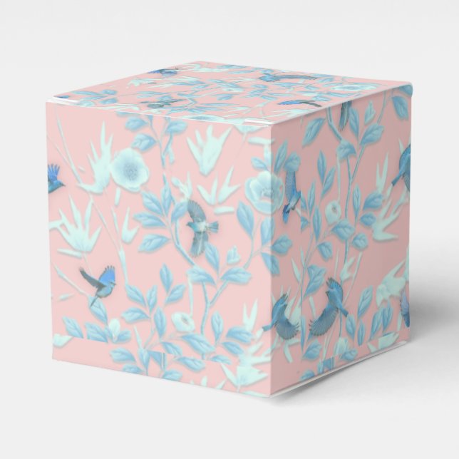 Caixinha De Lembrancinhas Fundo rosa com aves e flores (Frente)