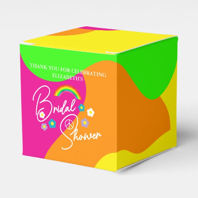 Caixinha De Lembrancinhas Funky Retro Bridal Shower (Frente)