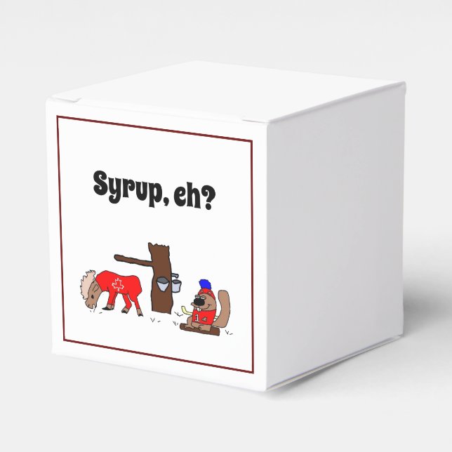 Caixinha De Lembrancinhas Funny Canada Moose and Beaver com Xarope de Maple (Frente)