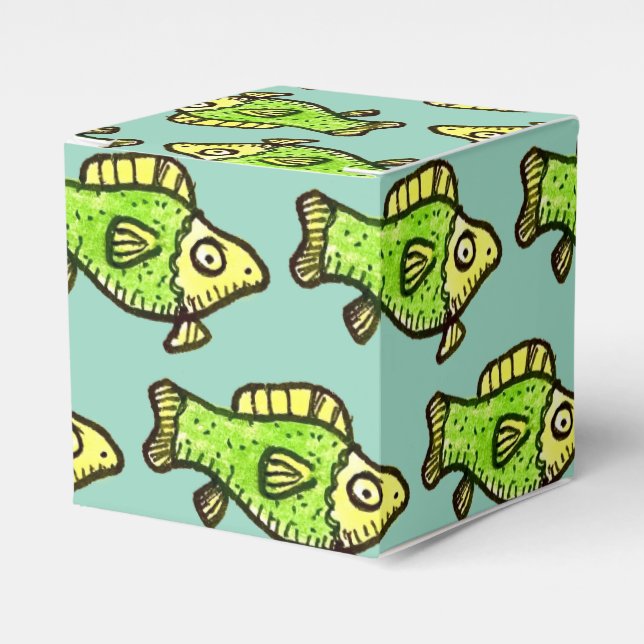 Caixinha De Lembrancinhas Funny Cartoon Green Fish Drawing (Frente)