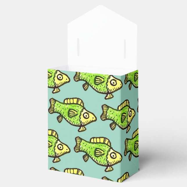 Caixinha De Lembrancinhas Funny Cartoon Green Fish Drawing Favor Boxes (Aberto)