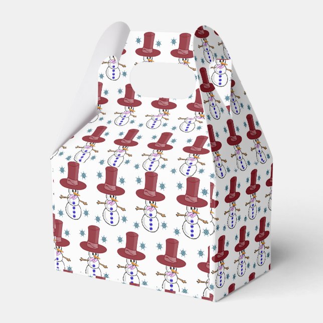 Caixinha De Lembrancinhas Gable Favor Box Snowman (Frente)