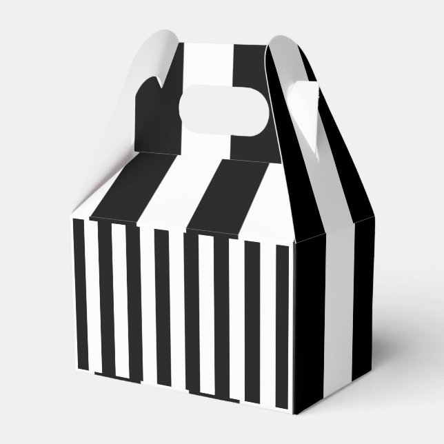Caixinha De Lembrancinhas Gable Favor Box Striper Black and White (Frente)