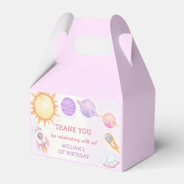 Caixinha De Lembrancinhas Galáxia do Menino dos Planetas Espaciais Exteriore (Frente)