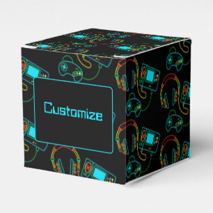 Caixinha De Lembrancinhas Gamer Retro Neon Cube