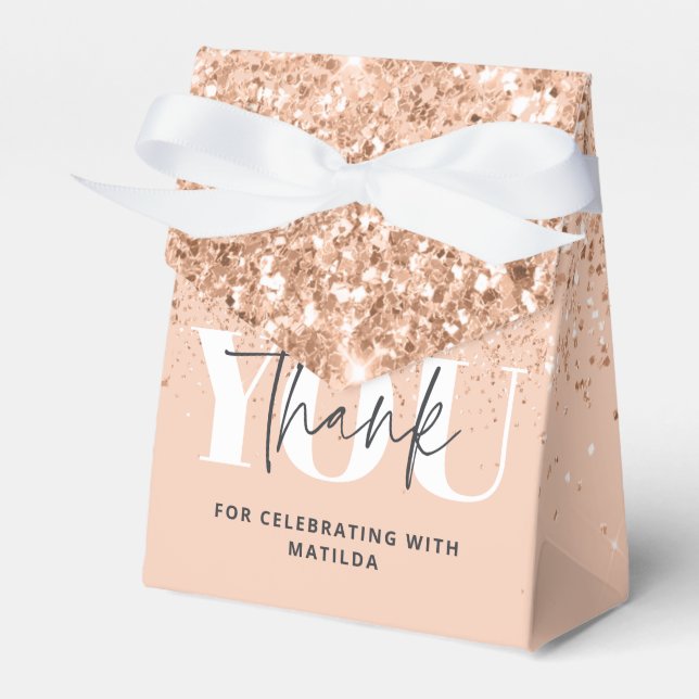 Caixinha De Lembrancinhas Garota cintilante moderna 18ª festa de aniversário (Frente)