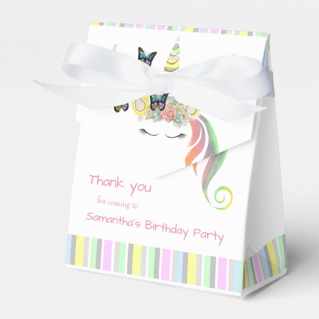 Caixinha De Lembrancinhas Garota Personalizada Unicorn Rosto Aniversário Obr (Frente)