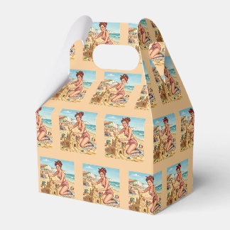 Caixinha De Lembrancinhas Garota Pin Up Vintage Construindo Castelo de Areia