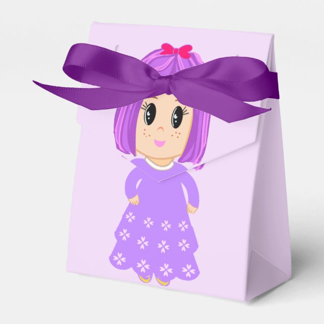 Caixinha De Lembrancinhas Garota Violeta Fofa Obrigada (Frente)