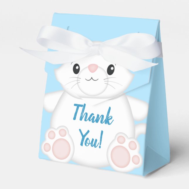 Caixinha De Lembrancinhas Gatinho de Gato - Chá de fraldas Azul (Frente)