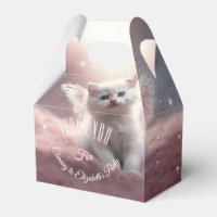 Gatinho rosa-branco com anjos