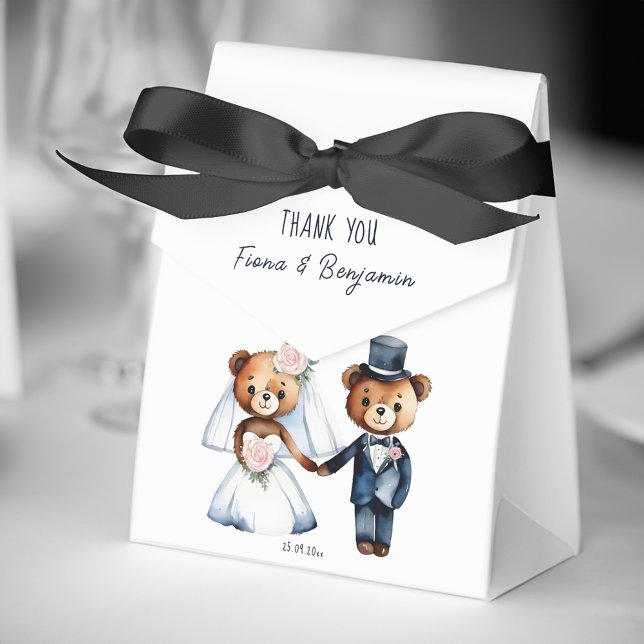 Caixinha De Lembrancinhas Gato bonito ursinho bridal casal obrigado de casam (Cute teddy bears bridal couple wedding thank you favor box)