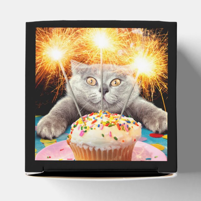 Caixinha De Lembrancinhas Gato com Cupcake Sparkler (Topo)