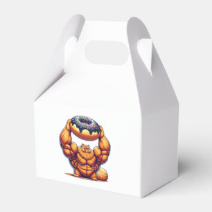Caixinha De Lembrancinhas Gato Musculoso Levantando Donut