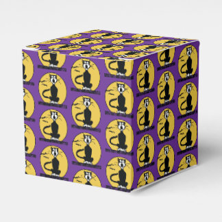 Caixinha De Lembrancinhas Gato Roxo Retro Uivando no Halloween