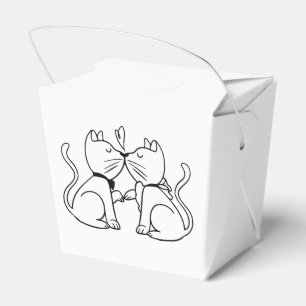 Caixinha De Lembrancinhas Gatos Beijantes Chá de panela Branco Preto