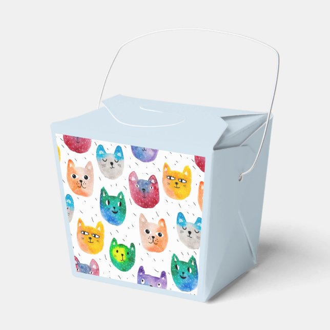 Caixinha De Lembrancinhas Gatos com aquarelas e amigos (Frente)