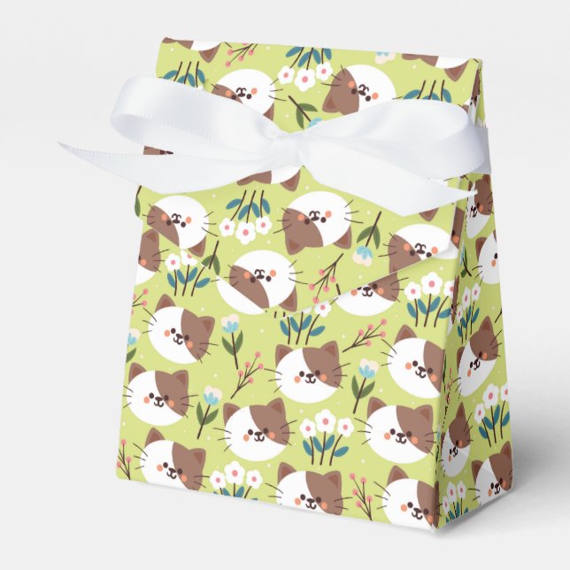 Caixinha De Lembrancinhas Gatos e Flores (Frente)