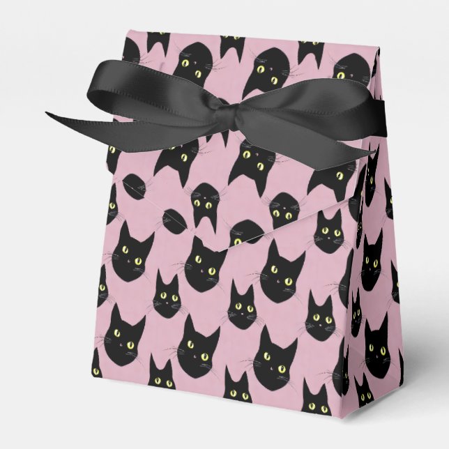 Caixinha De Lembrancinhas Gatos Pretos do Dia das Bruxas (Frente)
