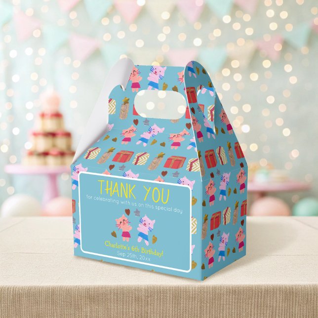 Caixinha De Lembrancinhas Gatos Reproduzíveis com Festa de Aniversário de cr (Criador carregado)