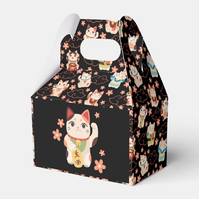Caixinha De Lembrancinhas Gatos Sortudos Maneki Neko (Frente)
